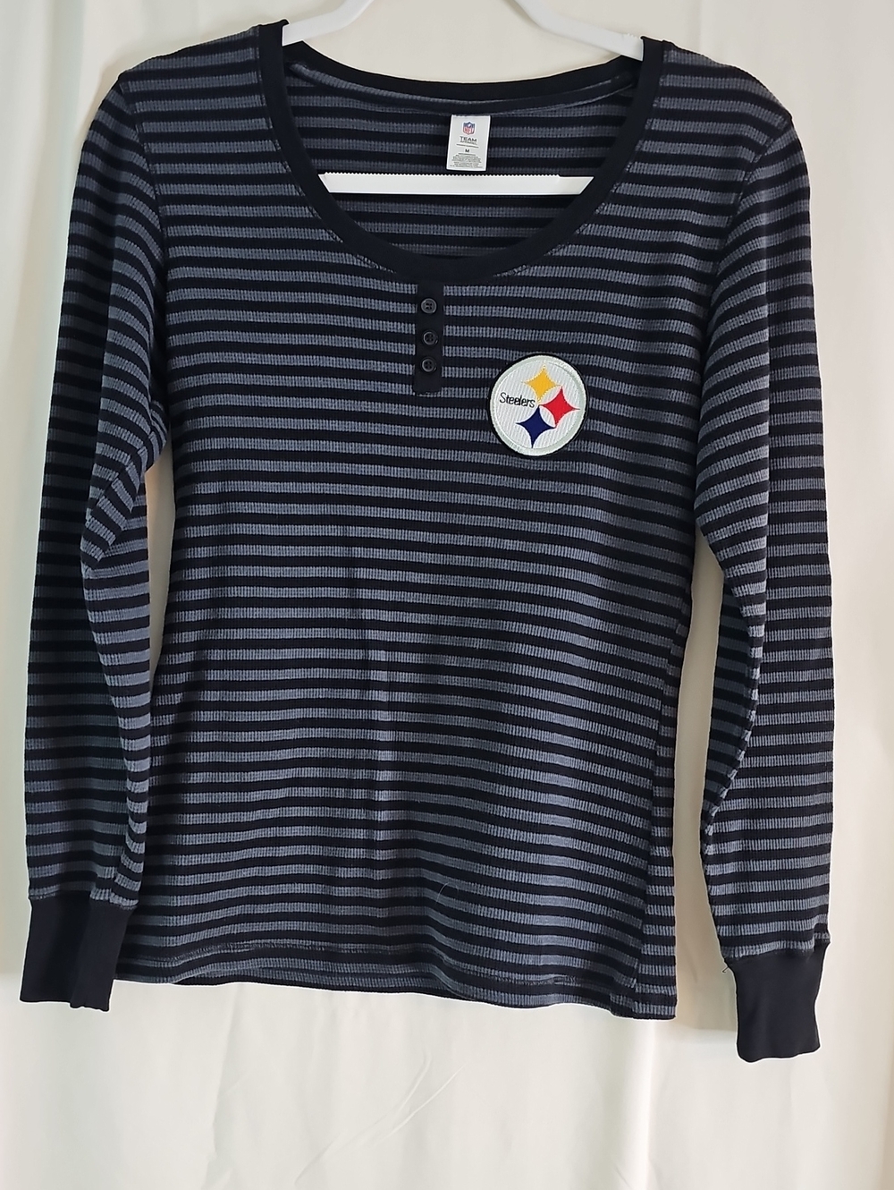 NFL Navy & Gray Striped Long-Sleeve Top